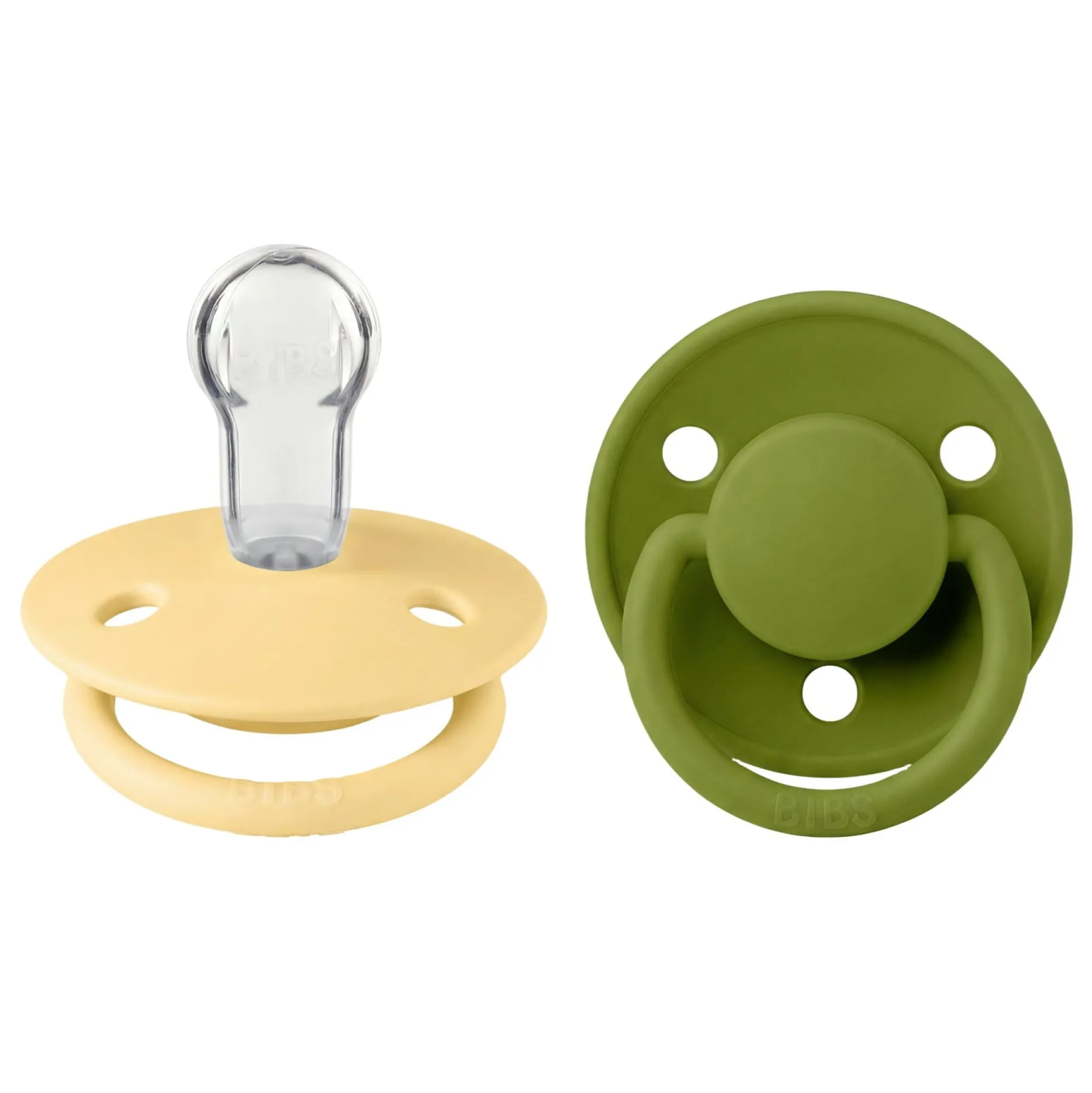 BIBS Pacifier De Lux 2 PACK Silicone Onesize Pale Butter/Wasabi