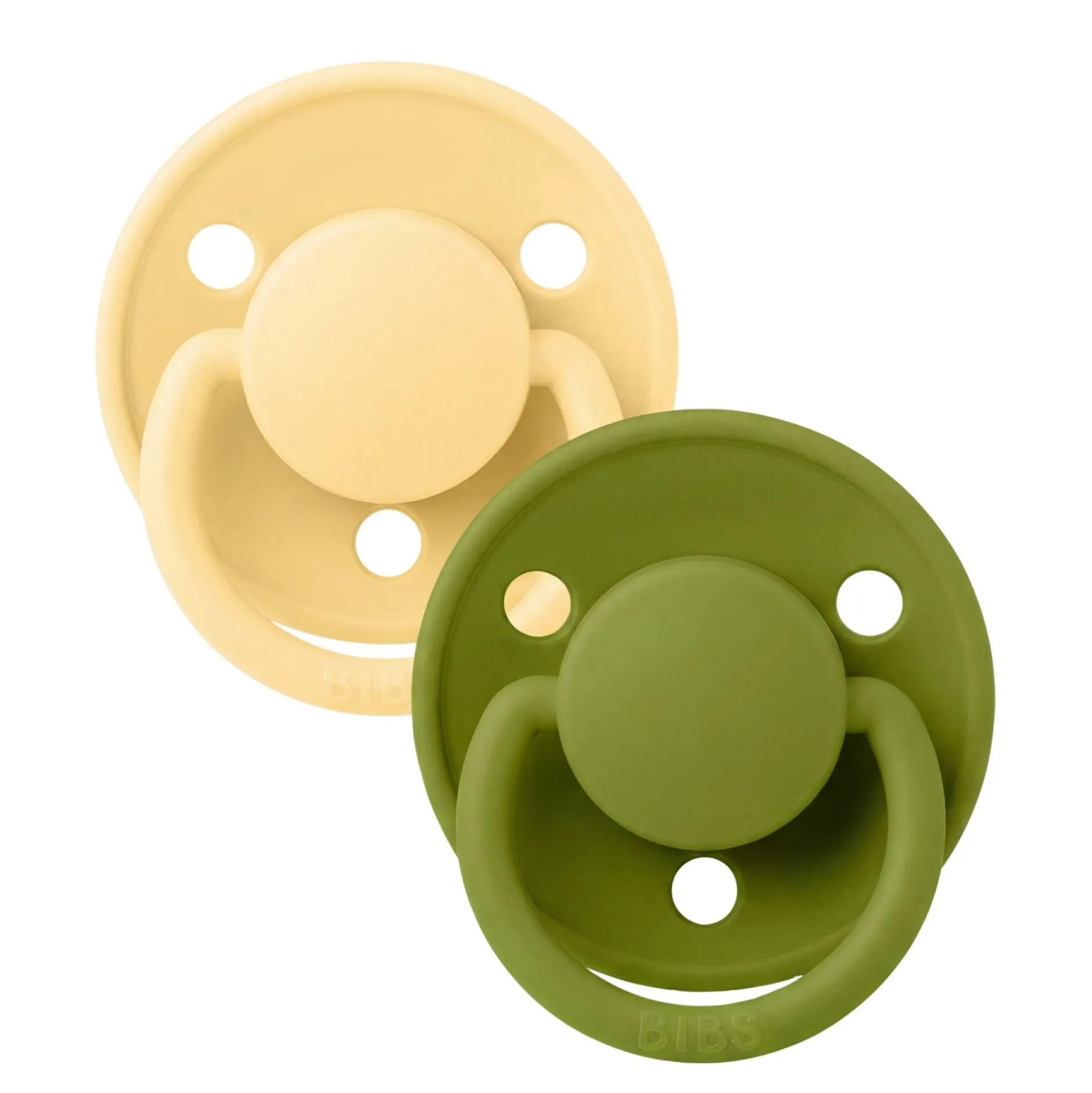BIBS Pacifier De Lux 2 PACK Silicone Onesize Pale Butter/Wasabi