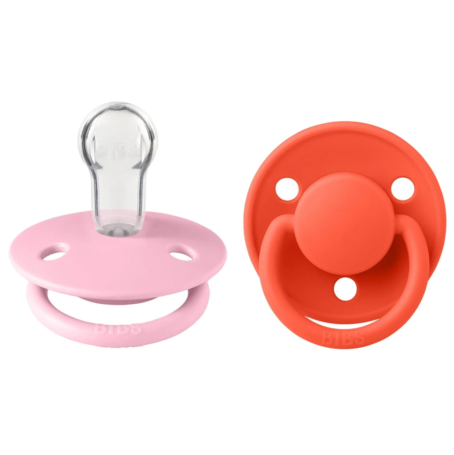 BIBS Pacifier De Lux 2 PACK Silicone Onesize Baby Pink/Tango