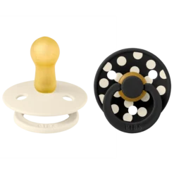 BIBS Pacifier Studio Colour Polka Latex Size 2 Ivory/Black 2 st