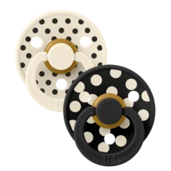 BIBS Pacifier Studio Colour Polka Latex Size 2 Ivory/Black 2 st