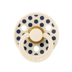BIBS Pacifier Studio Colour Polka Medium Latex Size 2 Ivory Deep Space