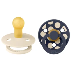 BIBS Pacifier Studio Colour 2 PACK Polka Mix Latex Size 1 Ivory/Deep Space