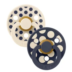 BIBS Pacifier Studio Colour 2 PACK Polka Mix Latex Size 2 Ivory/Deep Space