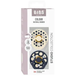 BIBS Pacifier Studio Colour 2 PACK Polka Mix Latex Size 2 Ivory/Deep Space