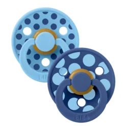 BIBS Pacifier Studio Colour 2 PACK Polka Mix Latex Size 2 Breeze/Cornflower