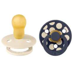 BIBS Pacifier Studio Colour 2 PACK Polka Mix Latex Size 3 Ivory/Deep Space