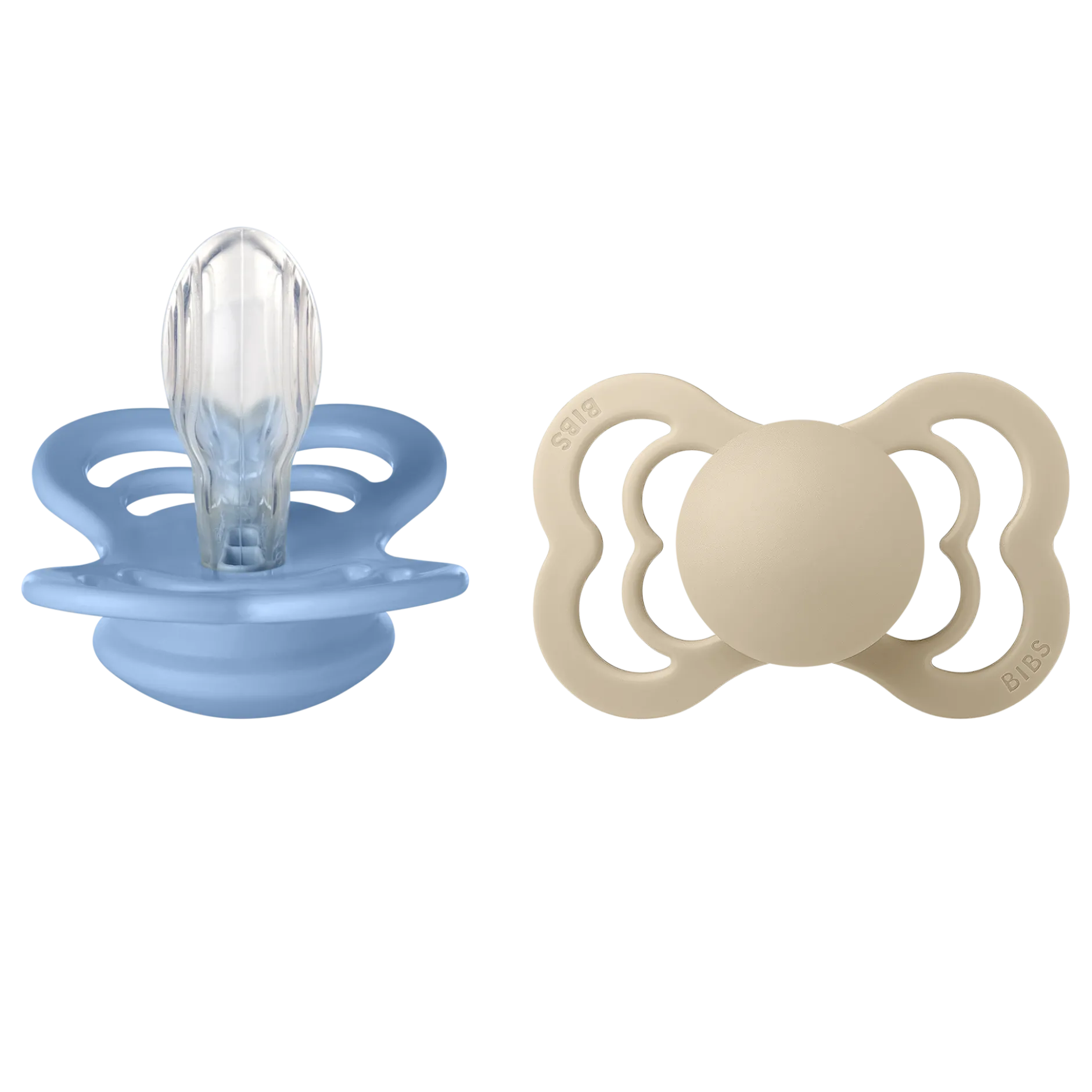 BIBS Pacifier Supreme Silicone Size 2 Vanilla/Sky Blue 2 st