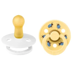 BIBS Studio Colour Pacifier Beetle Mix 2 pack Latex Size 2 Round White/Pale Butter