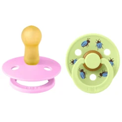 BIBS Studio Colour Pacifier Beetle Mix 2 pack Latex Size 2 Round Ballet/Matcha