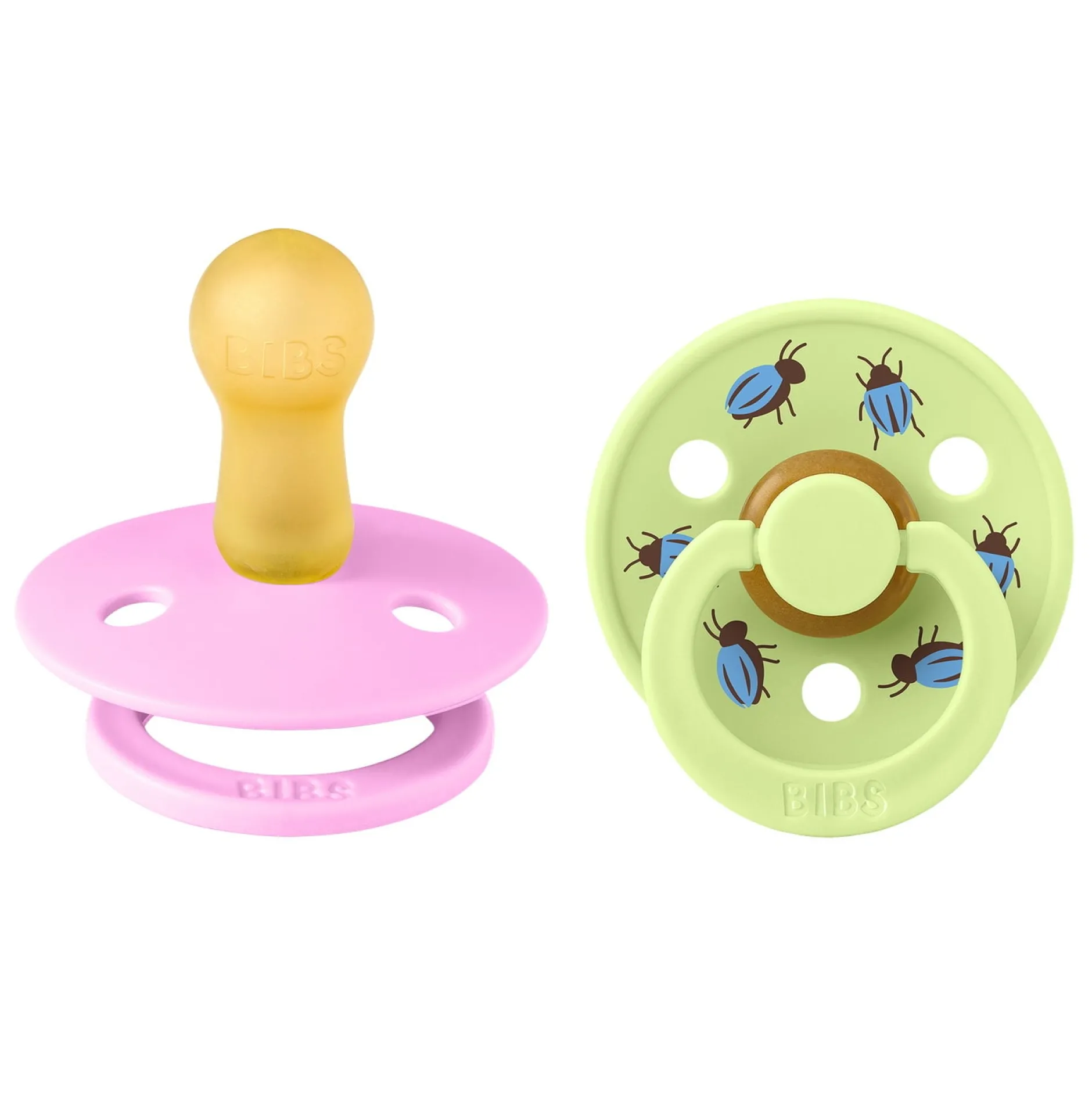 BIBS Studio Colour Pacifier Beetle Mix 2 pack Latex Size 2 Round Ballet/Matcha