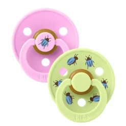 BIBS Studio Colour Pacifier Beetle Mix 2 pack Latex Size 1 Round Ballet/Matcha