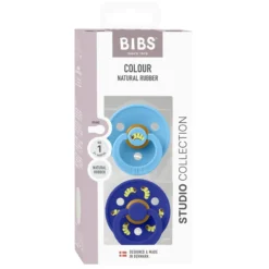 BIBS Studio Colour Pacifier Caterpillar Mix 2 pack Latex Size 1 Round Breeze/Sonic