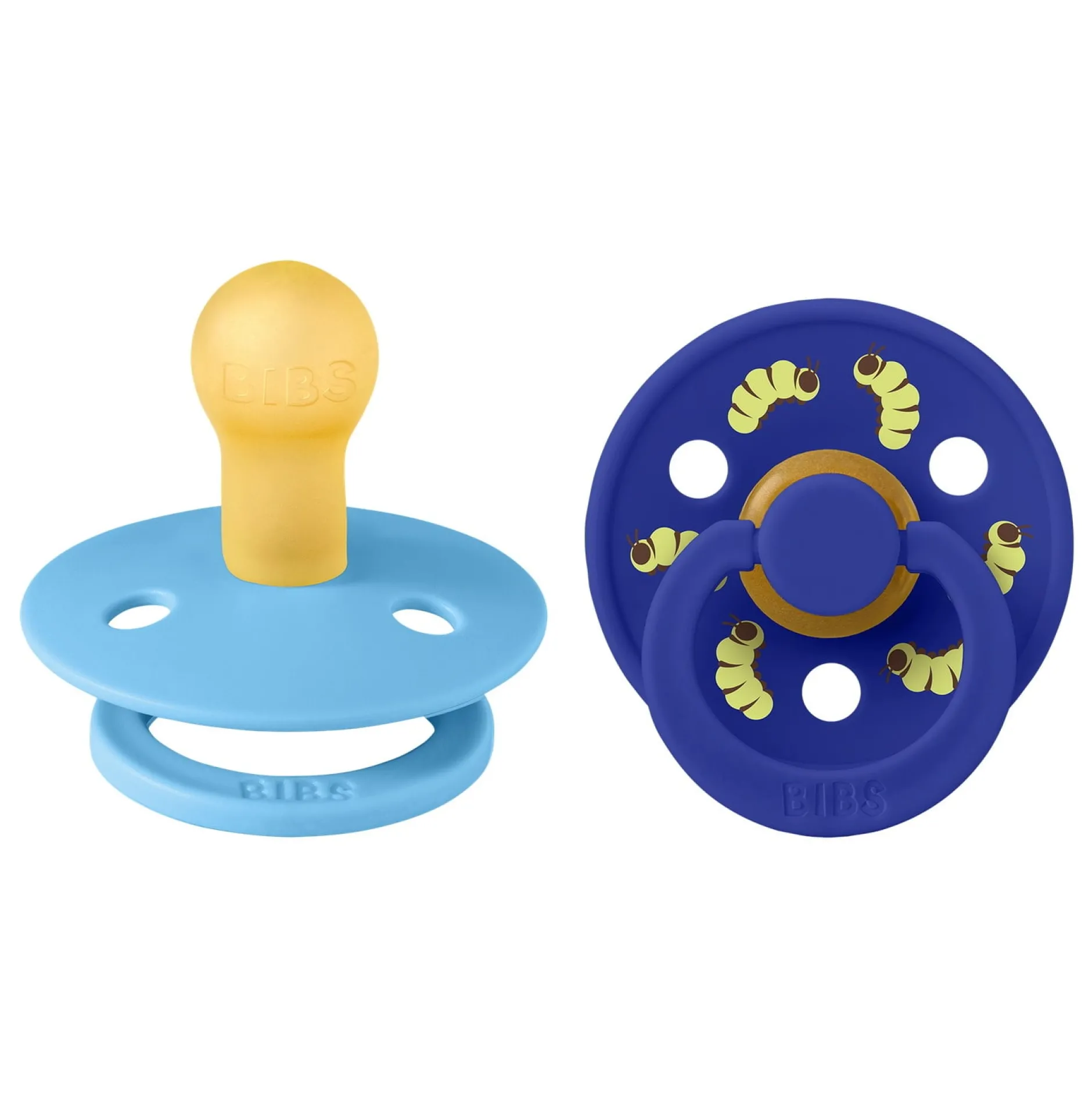 BIBS Studio Colour Pacifier Caterpillar Mix 2 pack Latex Size 1 Round Breeze/Sonic