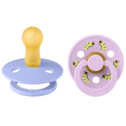 BIBS Studio Colour Pacifier Caterpillar Mix 2 pack Latex Size 2 Round Hush/Violet Sky