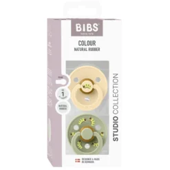 BIBS Studio Colour Pacifier Caterpillar Mix 2 pack Latex Size 1 Round Silk/Sage