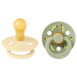 BIBS Studio Colour Pacifier Caterpillar Mix 2 pack Latex Size 1 Round Silk/Sage