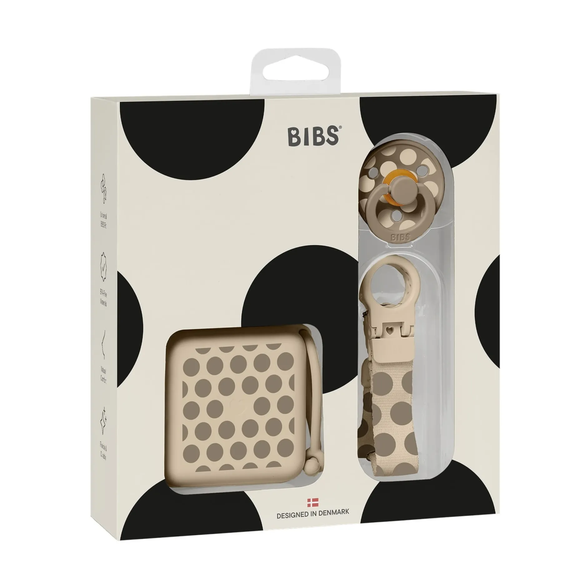 BIBS Studio Gift Set Polka Soothe & Go Latex Size 2 Vanilla
