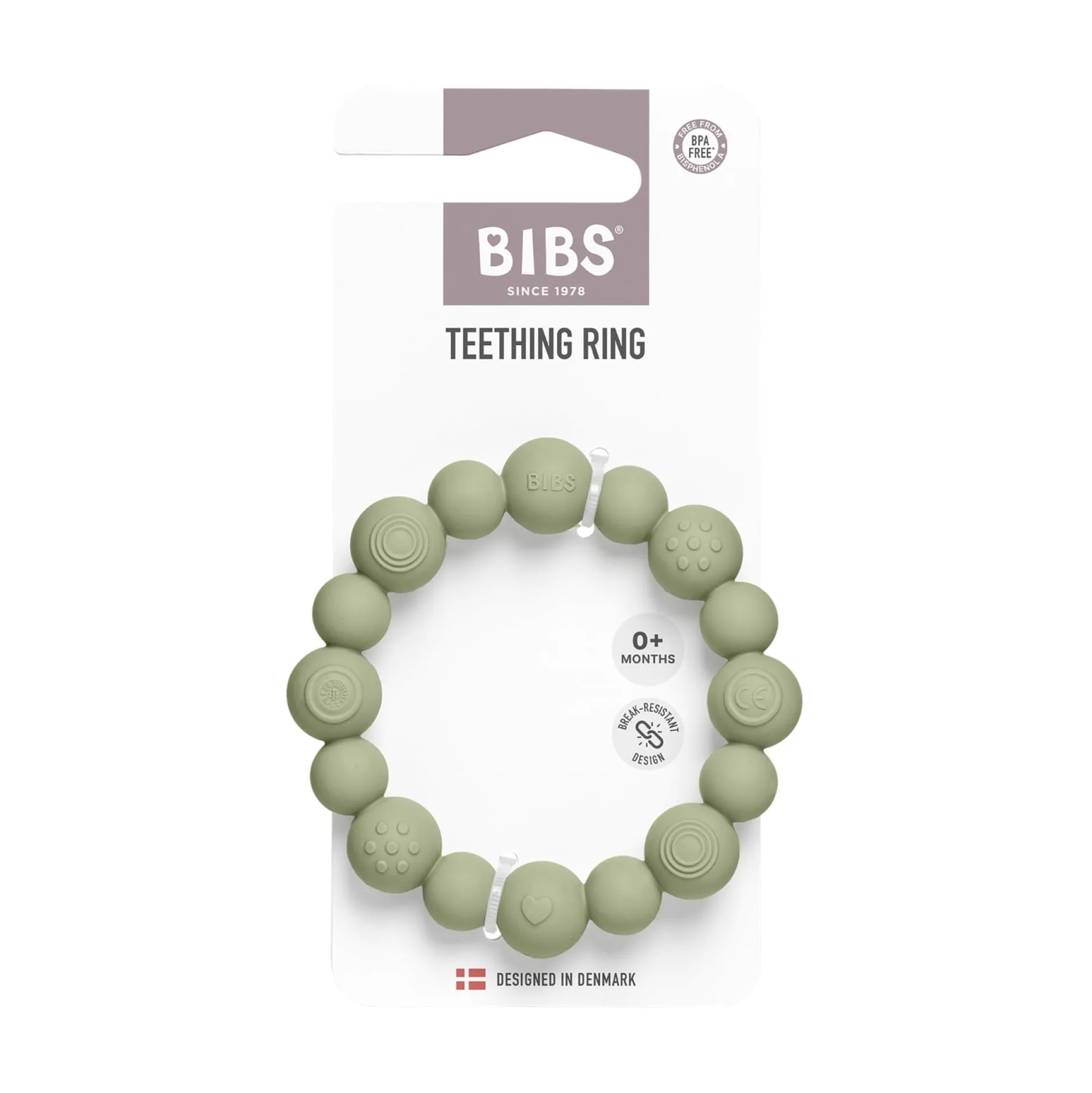 BIBS Teething Ring Beaded Sage
