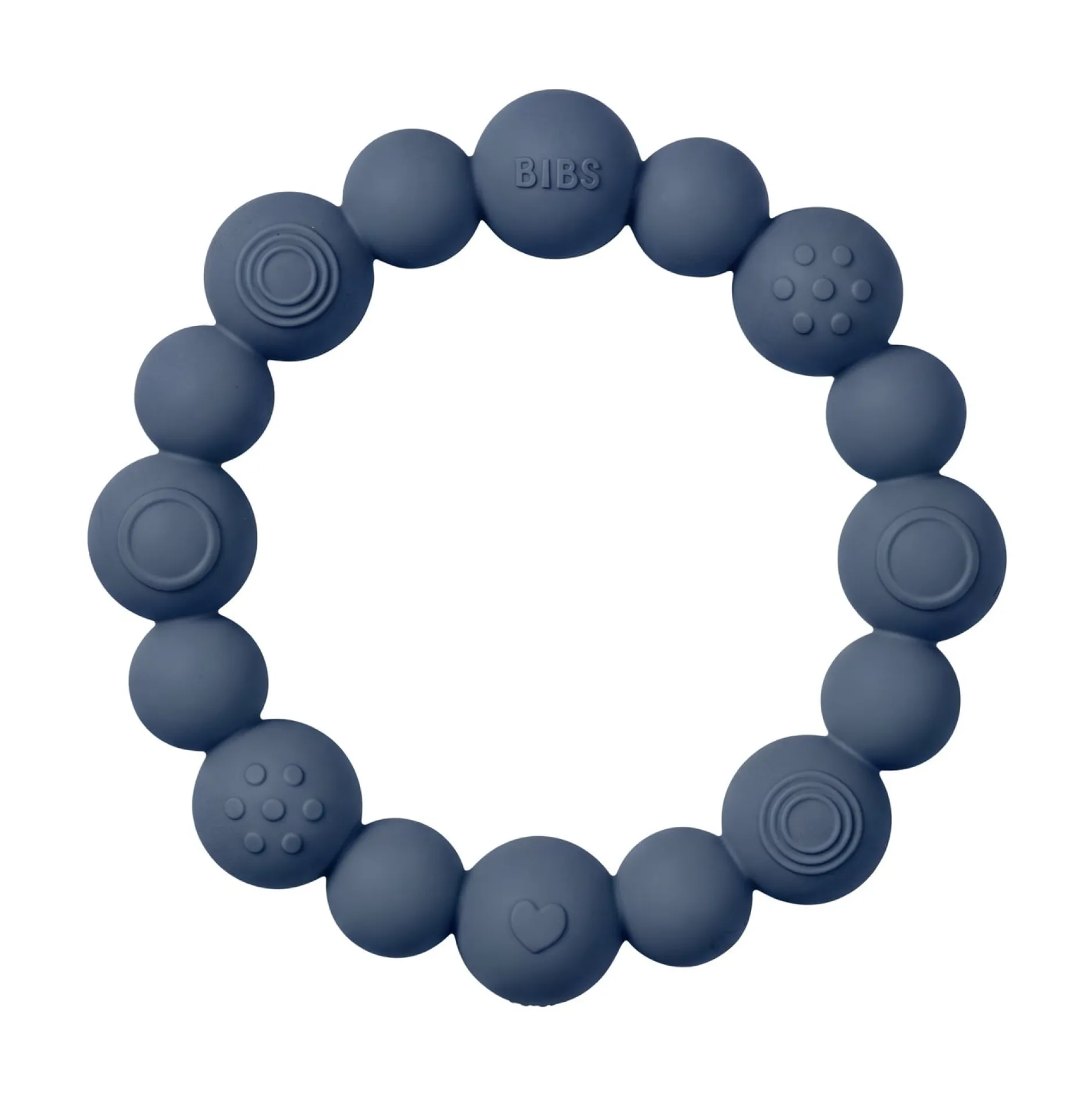 BIBS Teething Ring Beaded Steel Blue