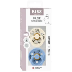 BIBS x Moomins Pacifier Colour Mymble 2 PACK Latex Size 2 Ivory/Sky Blue