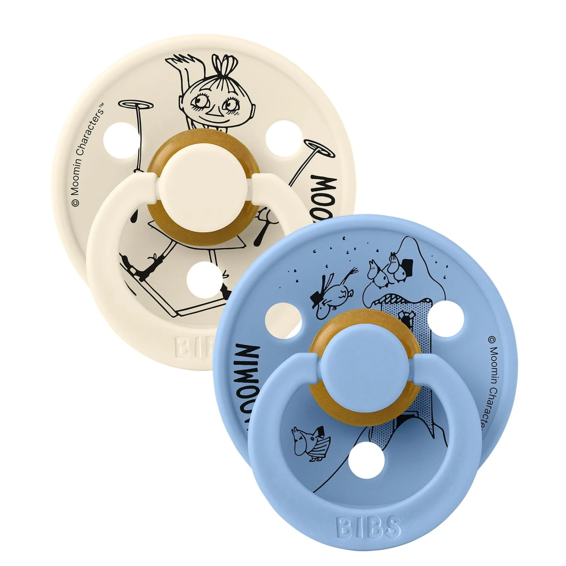 BIBS x Moomins Pacifier Colour Mymble 2 PACK Latex Size 1 Ivory/Sky Blue