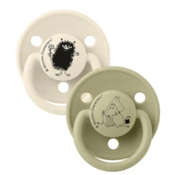 BIBS x Moomins Pacifier De Lux Stinky 2 PACK Silicone Ivory/Khaki