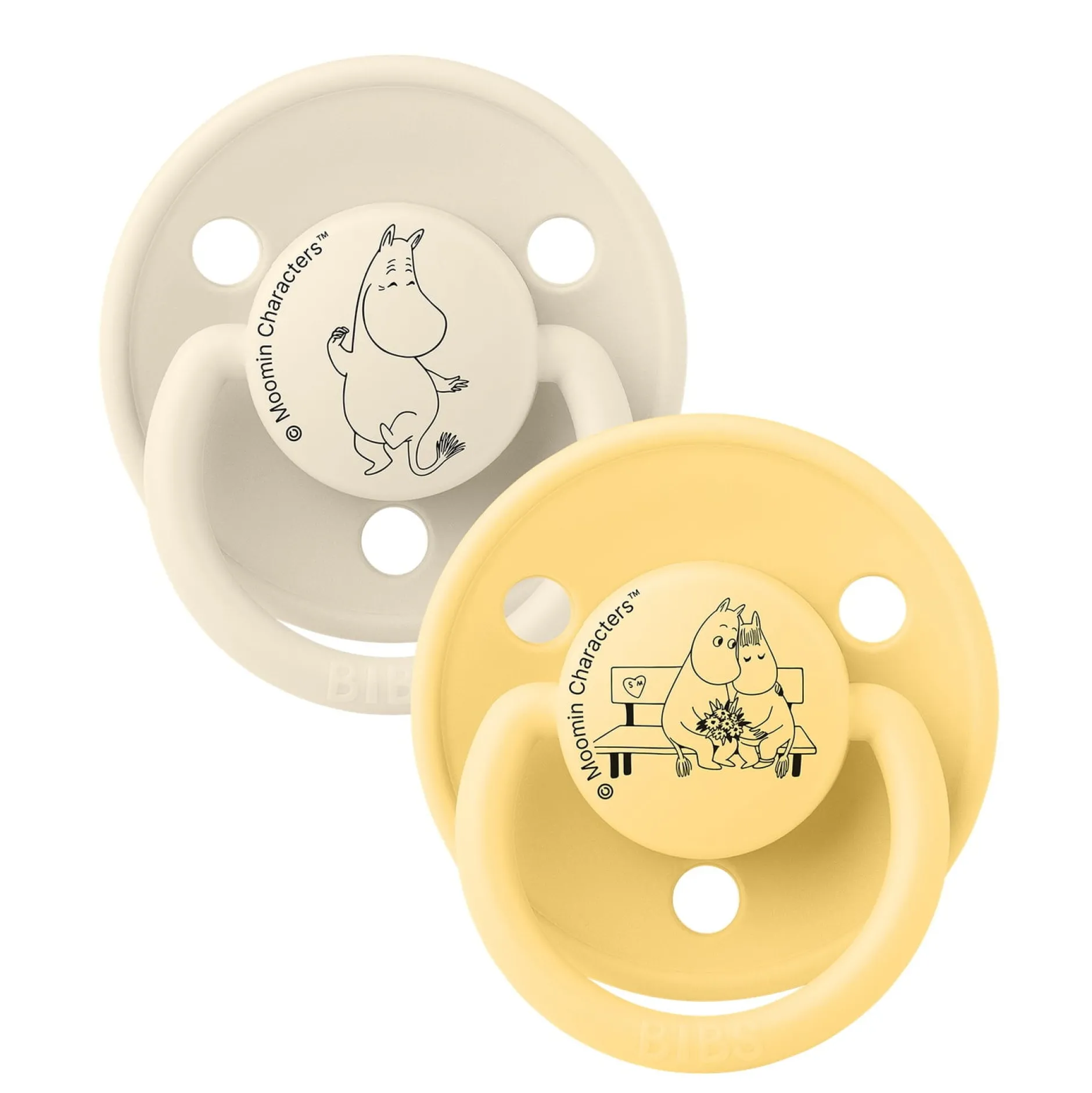 BIBS x Moomins Pacifier De Lux Moomintroll 2 PACK Silicone Ivory/Pale Butter