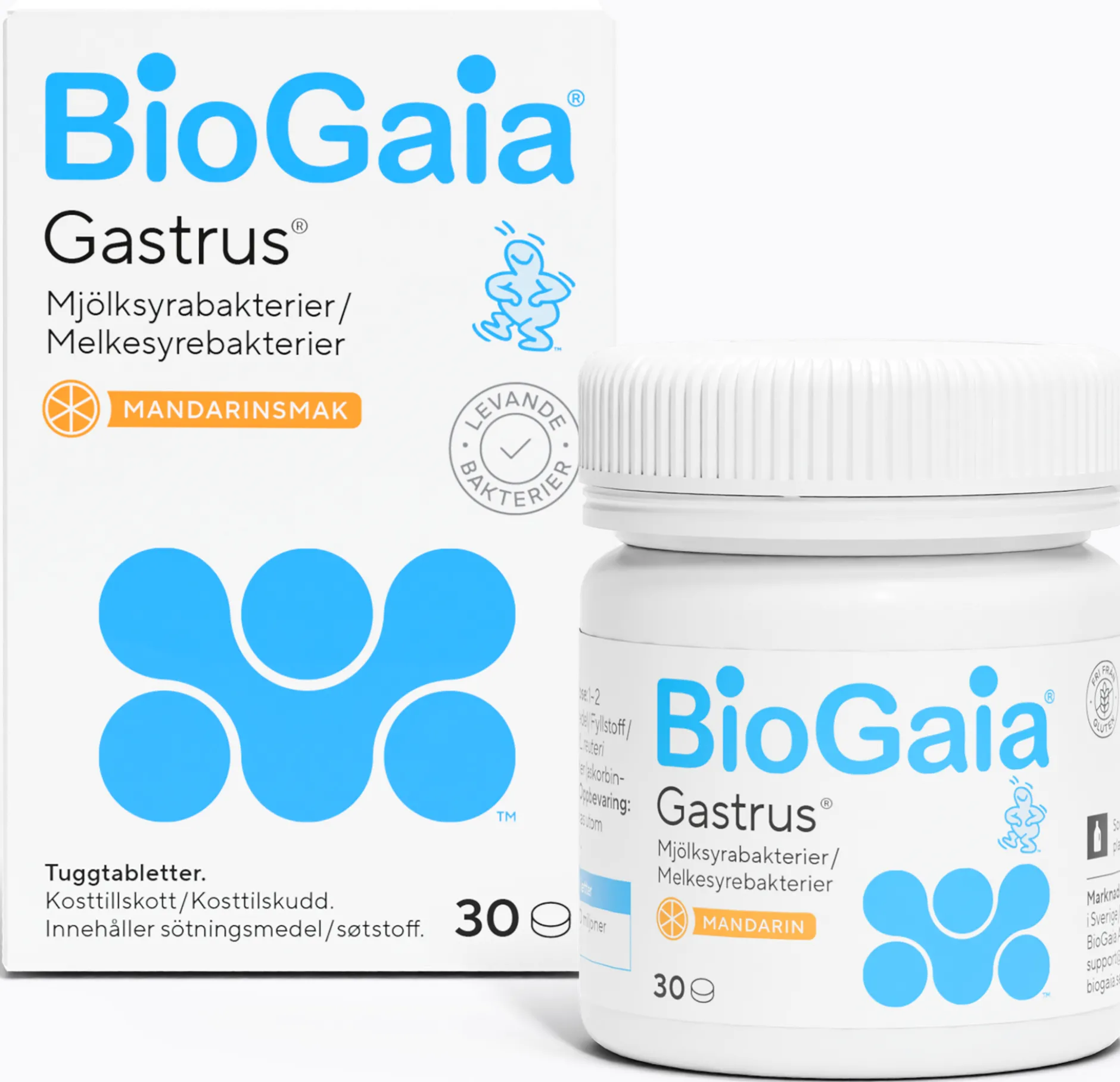 BioGaia Gastrus Mjölksyrabakterier Mandarin 30 tuggtabletter