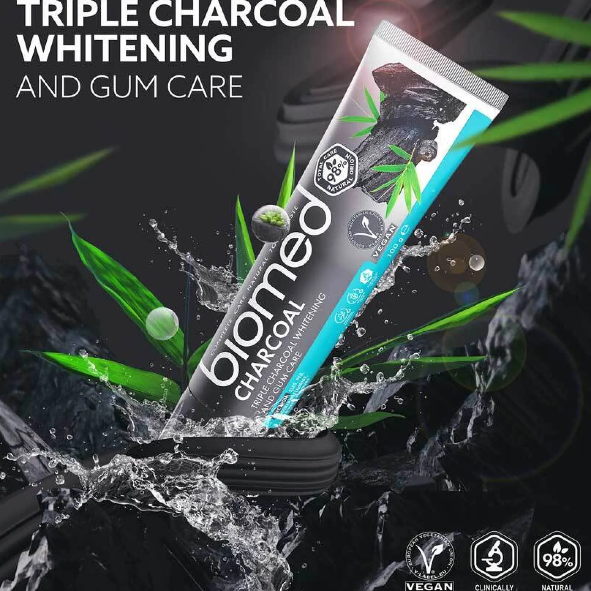 Biomed Charcoal Tandkräm Hydroxiapatit 100g