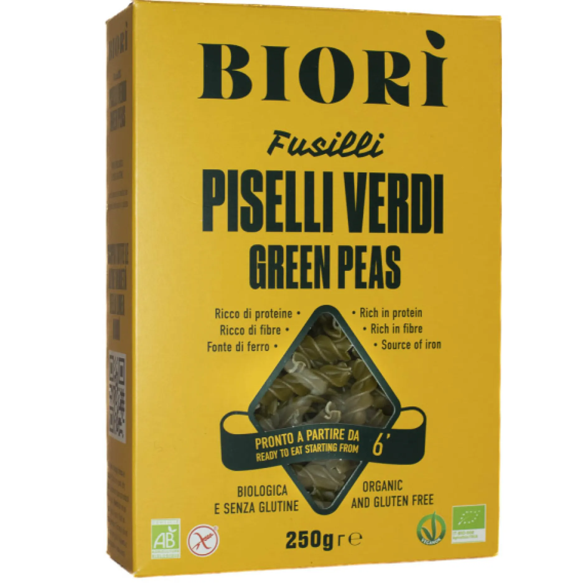Biori Gröna Ärtor Glutenfri Pasta Fusilli 250g