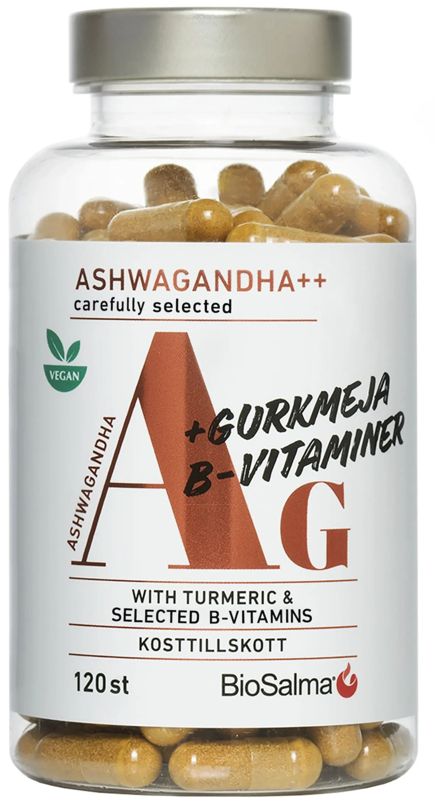 BioSalma AG Ashwagandha + Gurkmeja & B-vitaminer 120 kapslar