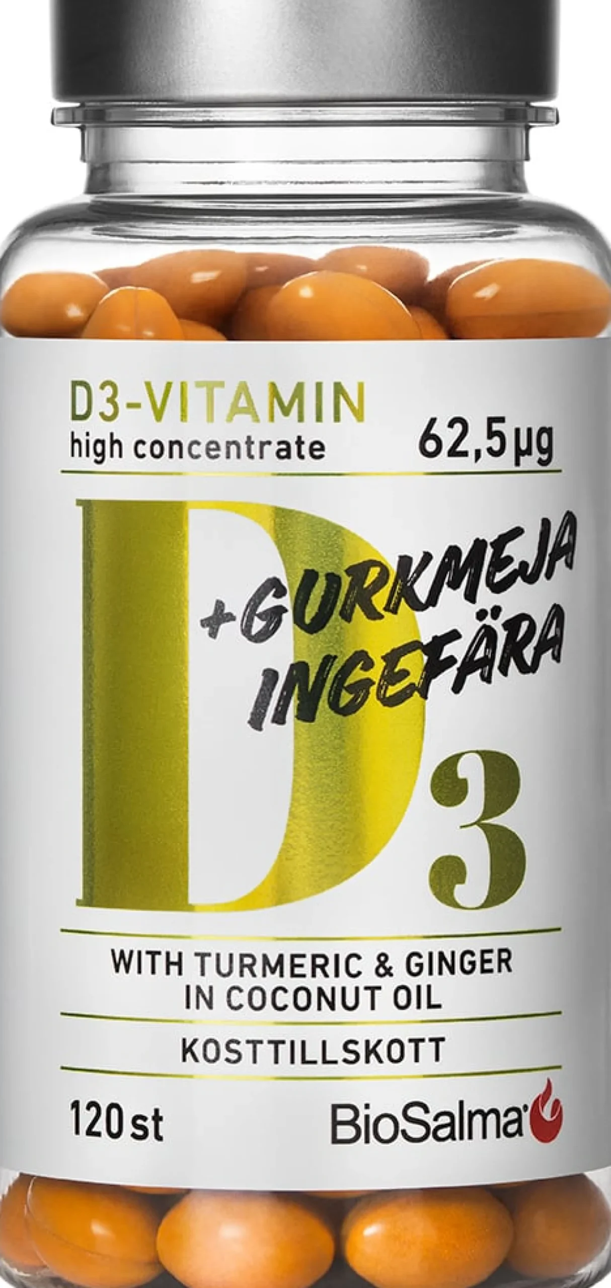 BioSalma D3 62,5ug + Gurkmeja & Ingefära 120 kapslar