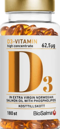 BioSalma D3-vitamin 62,5µg high concentrate 180 kapslar