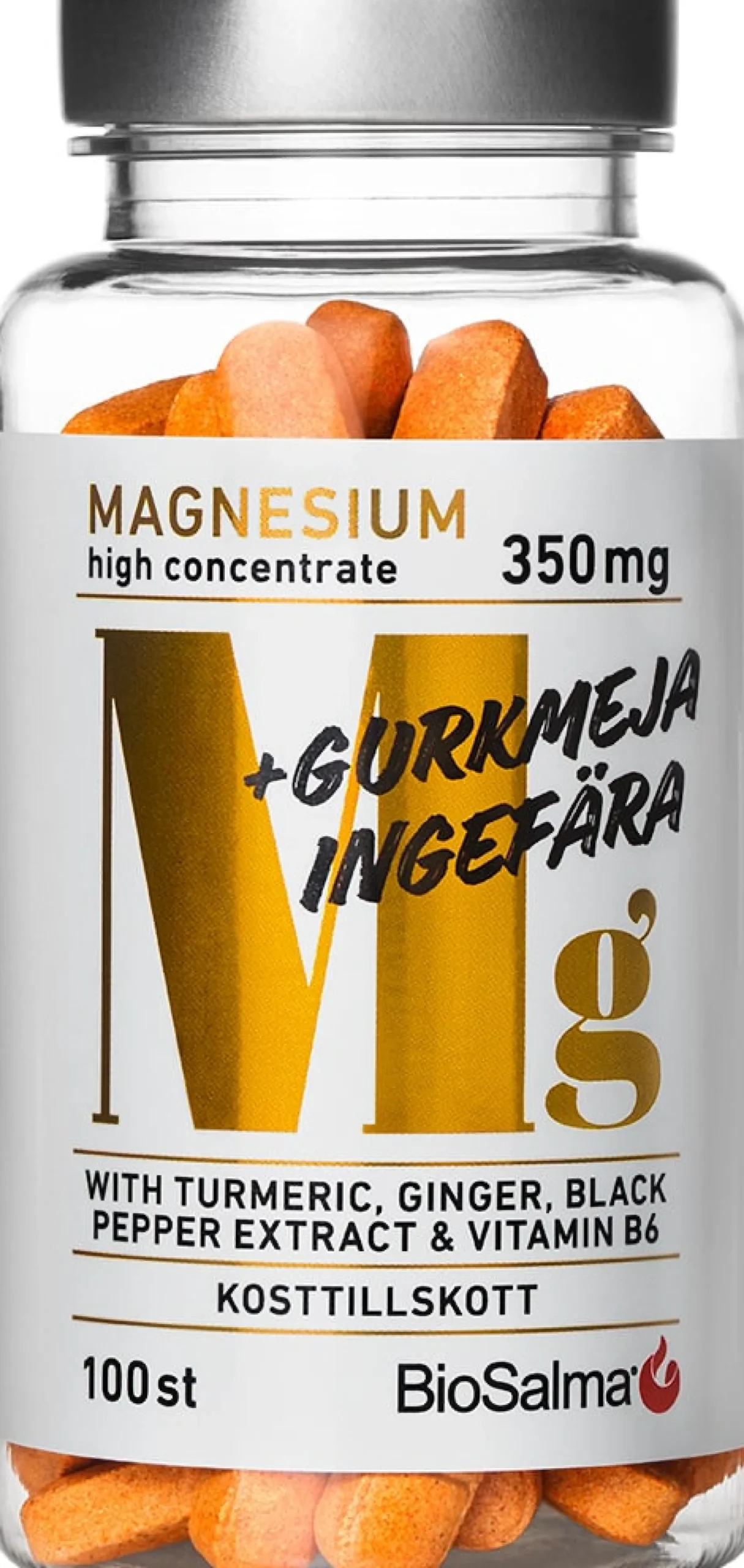 BioSalma Magnesium 350mg + Gurkmeja & Ingefära 100 st