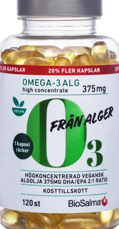 BioSalma Omega-3 Alg 375mg DHA/EPA 120 kapslar