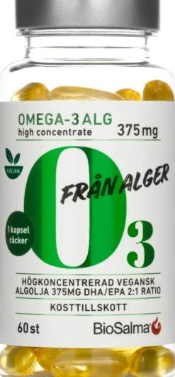 BioSalma Omega-3 Från Alger 375mg DHA/EPA 60 kapslar