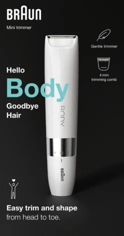Braun Body BS1000 Mini Trimmer Elektrisk hårborttagning Vit