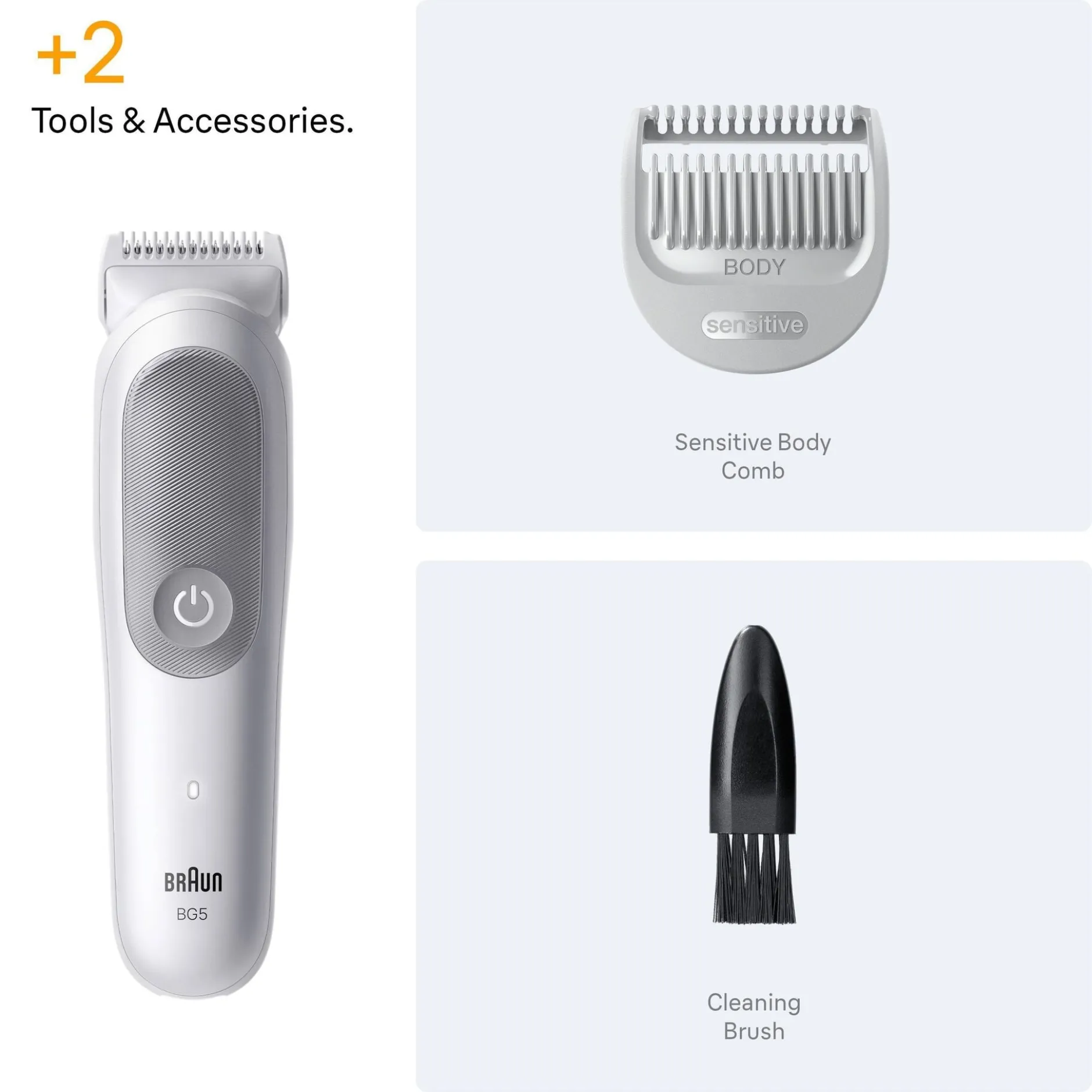 Braun Body Groomer Series 5 Kroppstrimmer, +2 Grooming-verktyg, BG5500, Grå