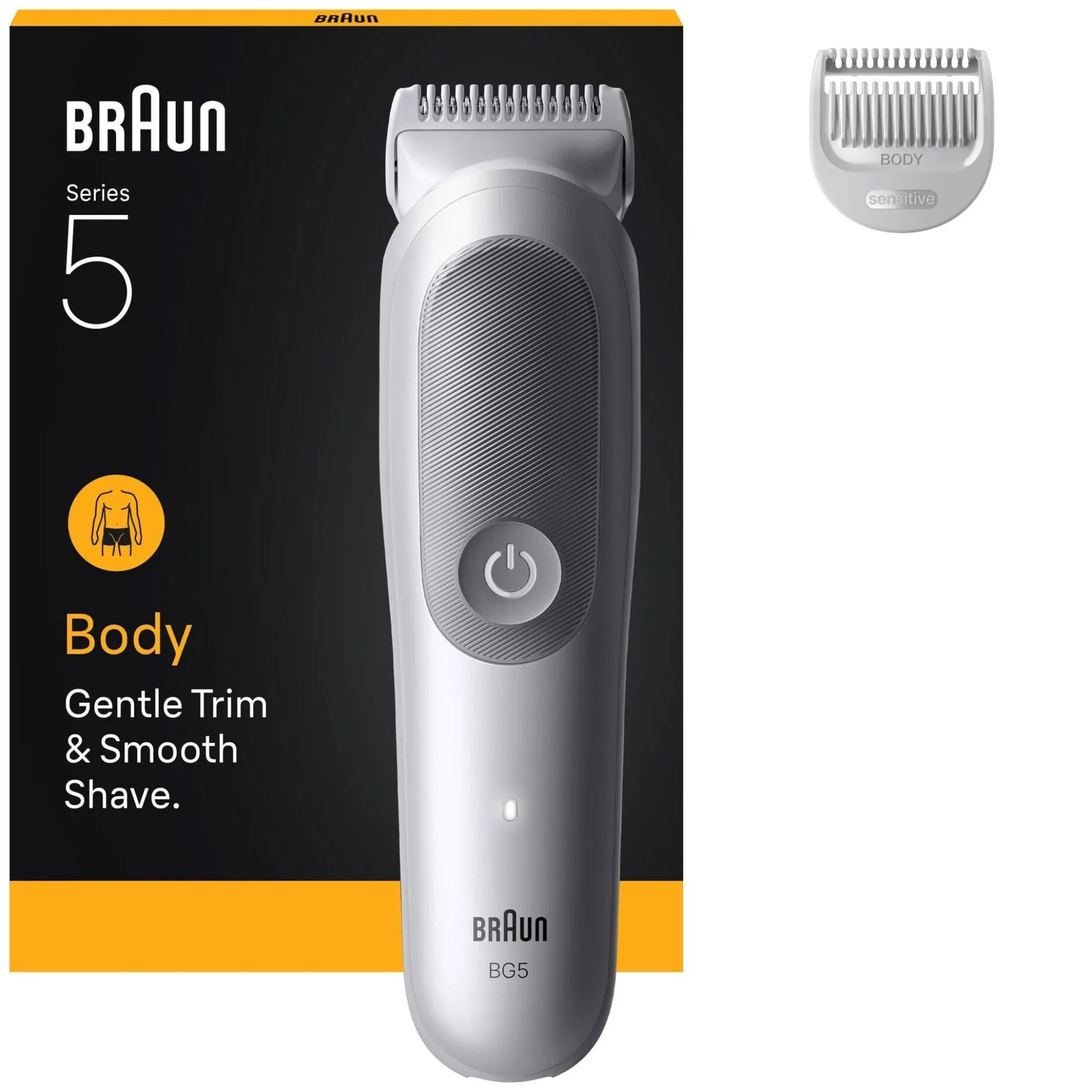 Braun Body Groomer Series 5 Kroppstrimmer, +2 Grooming-verktyg, BG5500, Grå