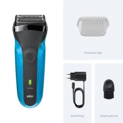 Braun Series 3 Elektrisk Rakapparat för Våt & Torrakning 310S, Blå