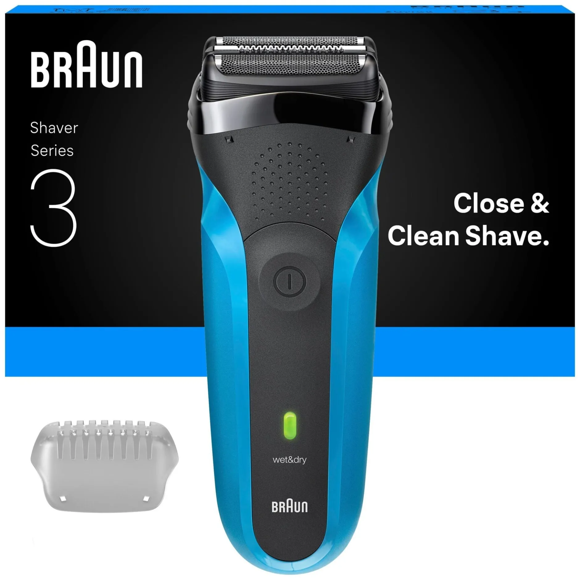 Braun Series 3 Elektrisk Rakapparat för Våt & Torrakning 310S, Blå
