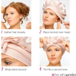Brushworks Double Layer Satin Hair Bonnet - Ballet Pink