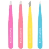 Brushworks HD 4 Piece Combination Tweezer Set - Neon