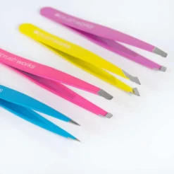 Brushworks HD 4 Piece Combination Tweezer Set - Neon
