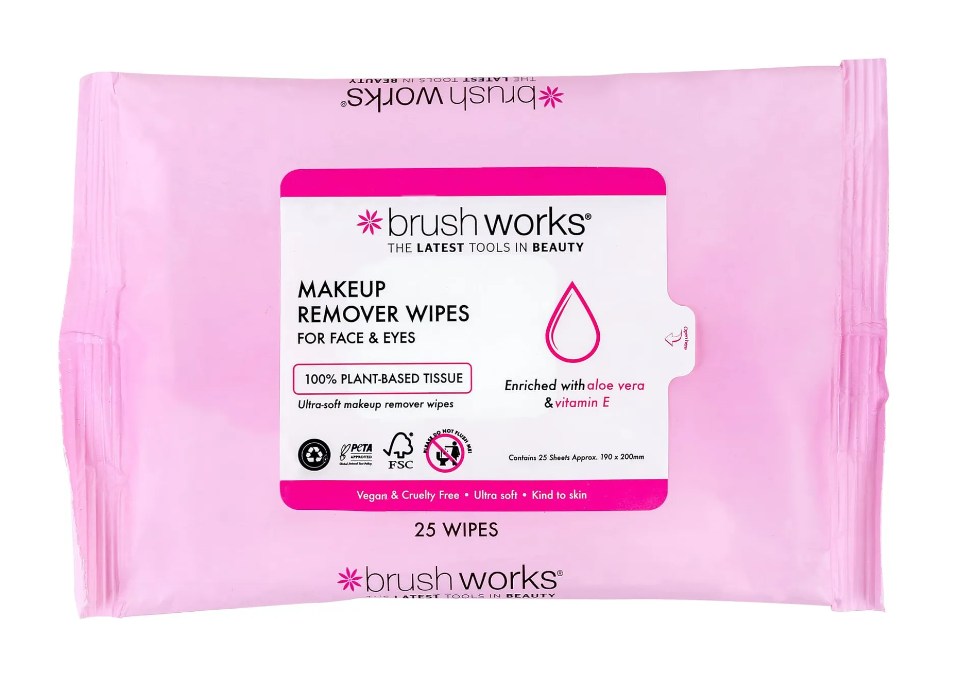 Brushworks Makeup Remover Wipes - 25 Sheets