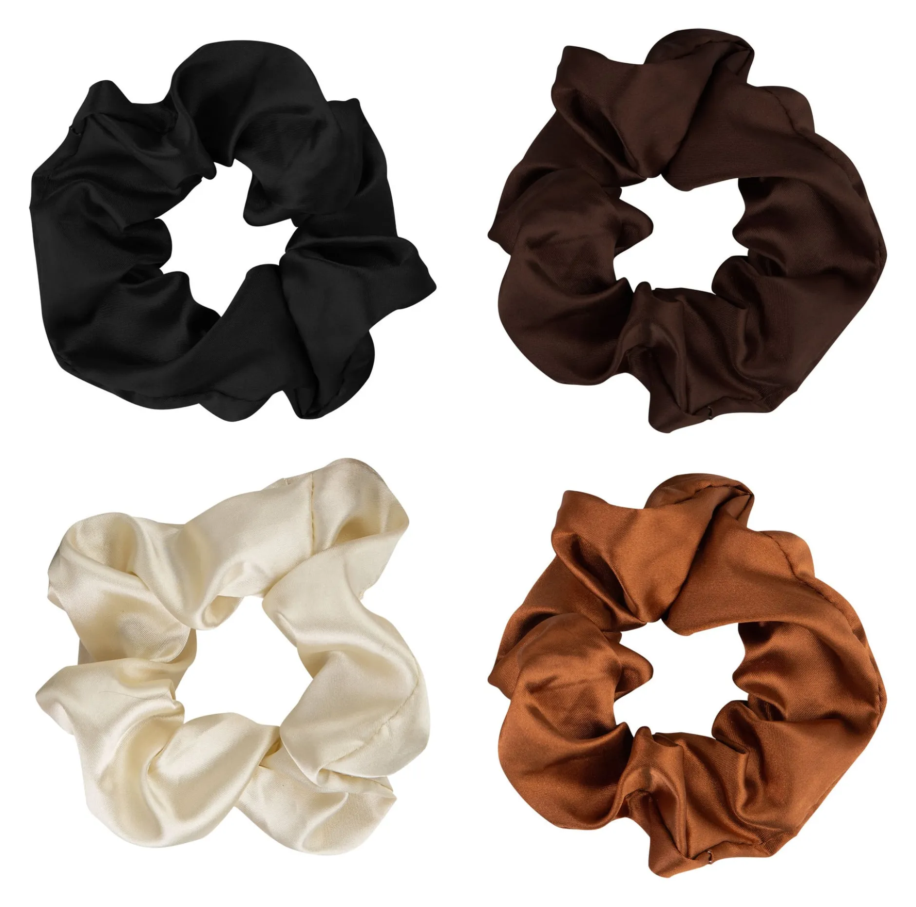 Brushworks Nude Satin Scrunchies 4 st