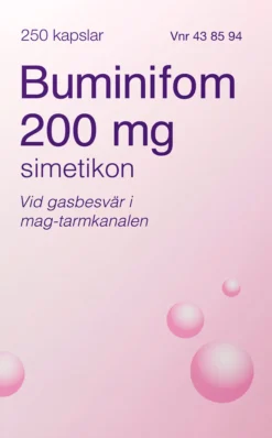 Buminifom Vid Gasbesvär 200 mg 250 kapslar