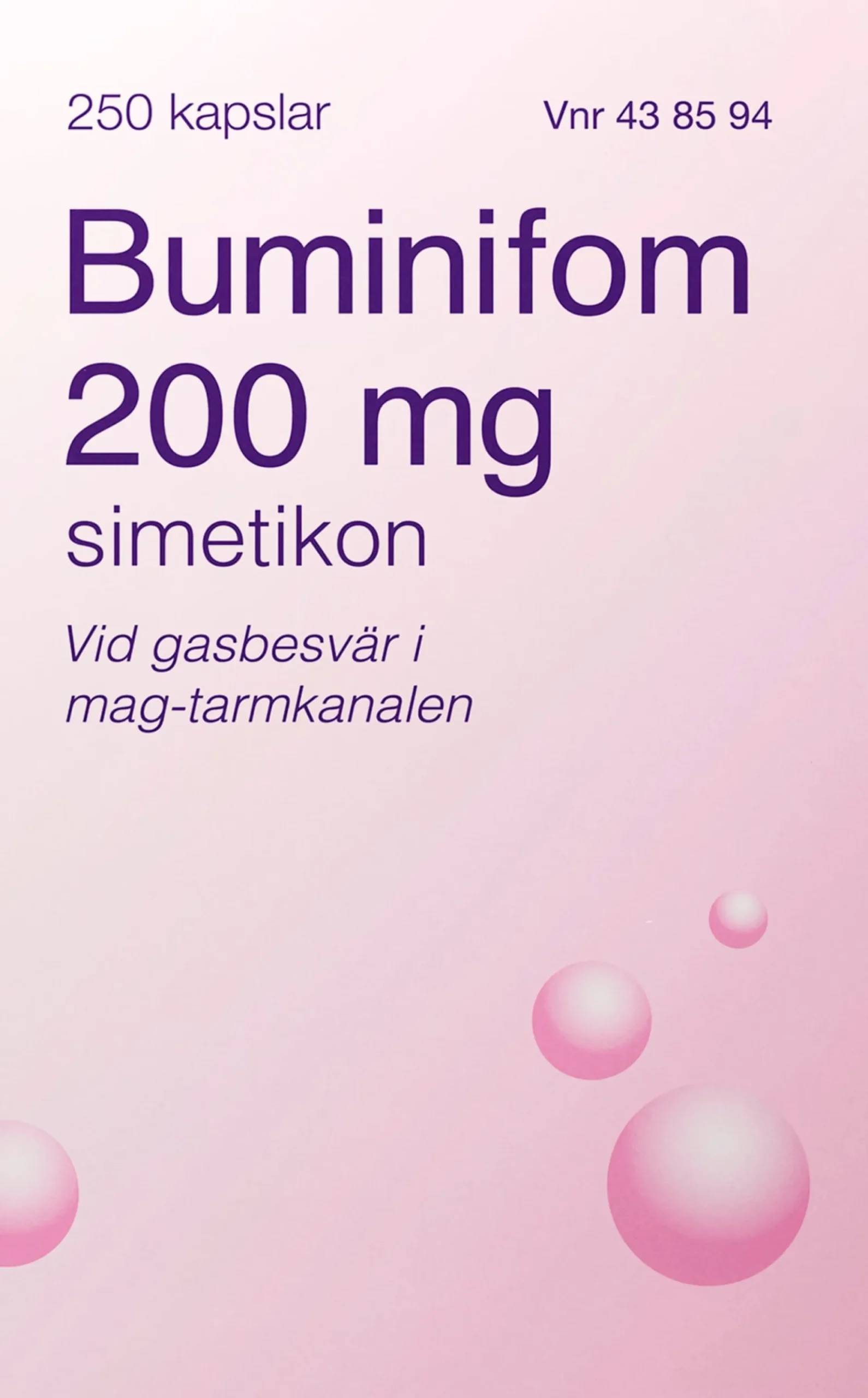 Buminifom Vid Gasbesvär 200 mg 250 kapslar