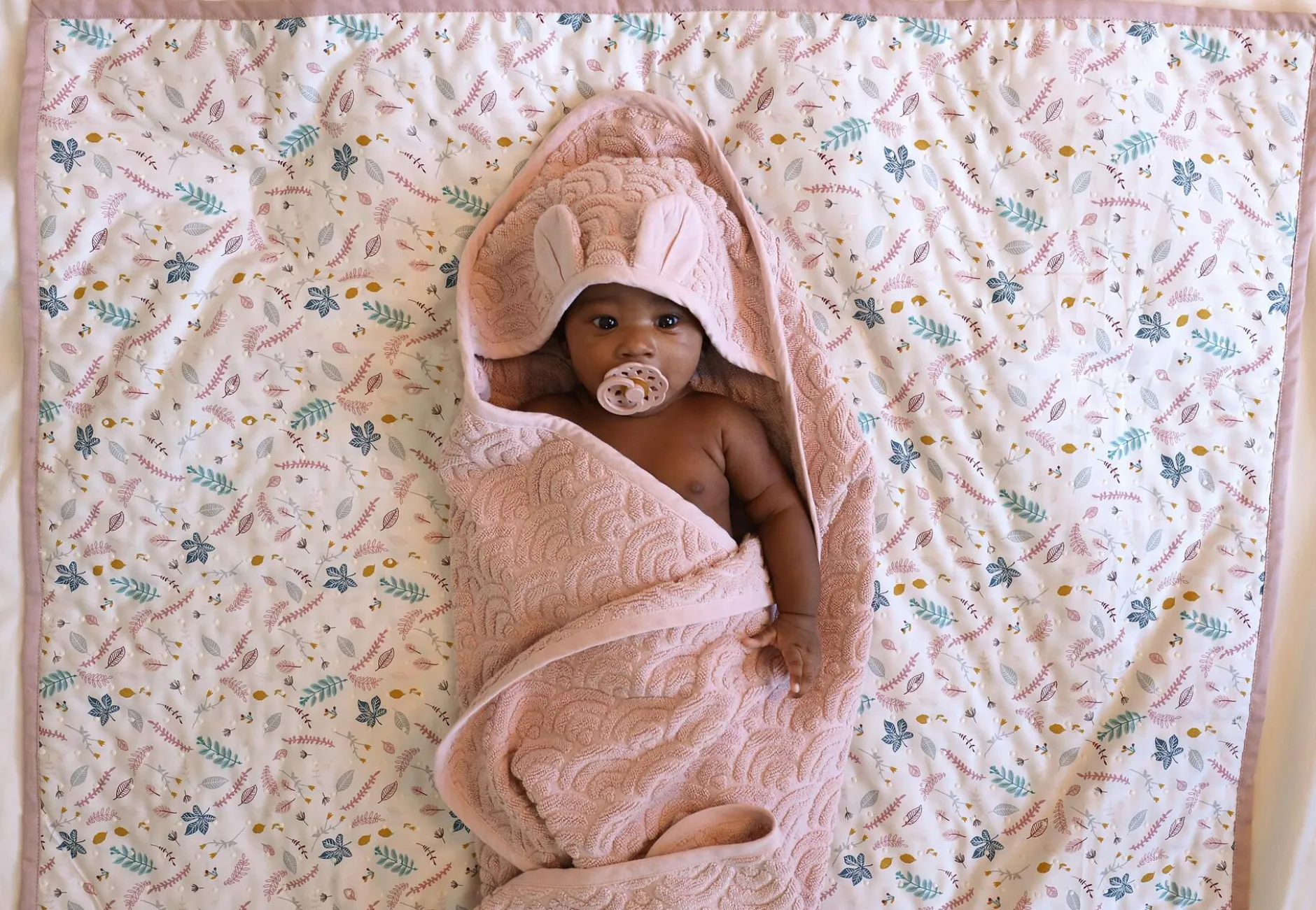 Cam Cam Copenhagen Babyhandduk Med Huva Och Öron Dusty Rose
